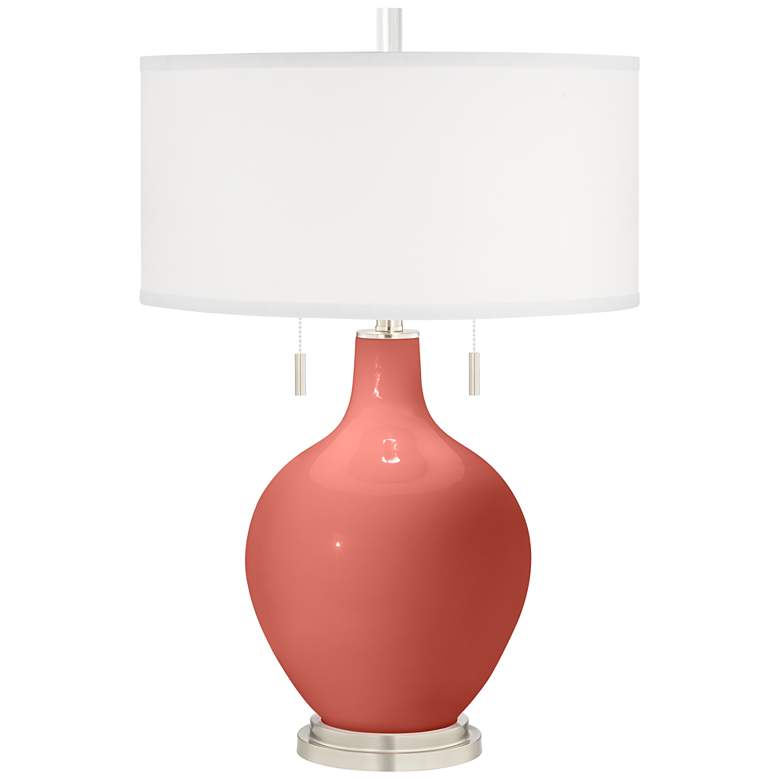 Image 2 Color Plus Toby 28" Coral Reef Pink Table Lamp with USB Dimmer