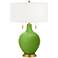 Color Plus Toby 28" High Brass and Rosemary Green Glass Table Lamp