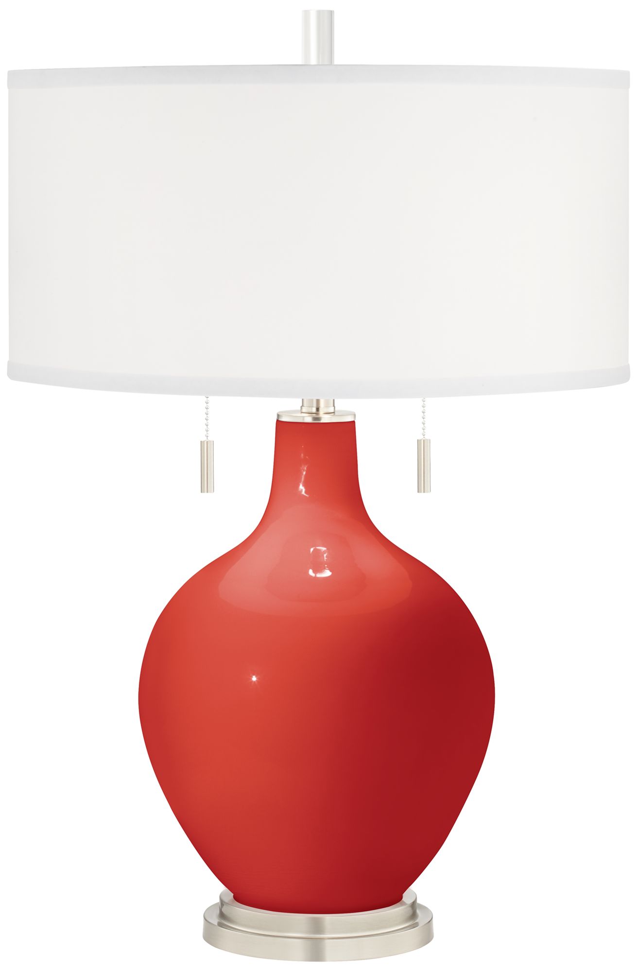 Color Plus Toby 28" High Cherry Tomato Red Table Lamp with USB Dimmer