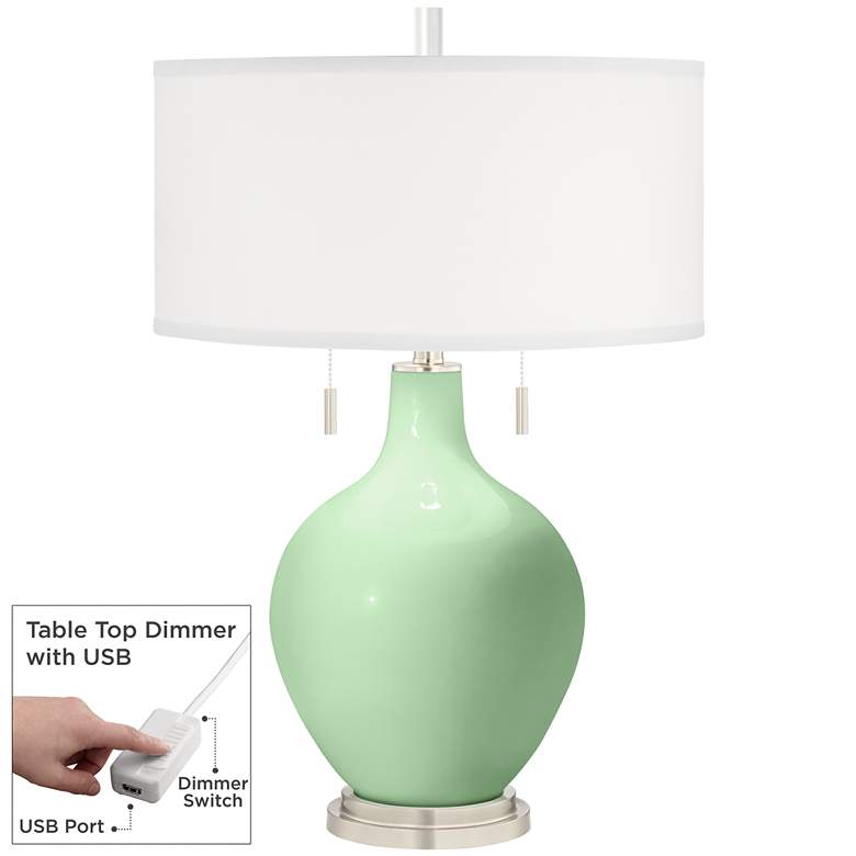 Image 1 Color Plus Toby 28" High Flower Stem Green Table Lamp with USB Dimmer