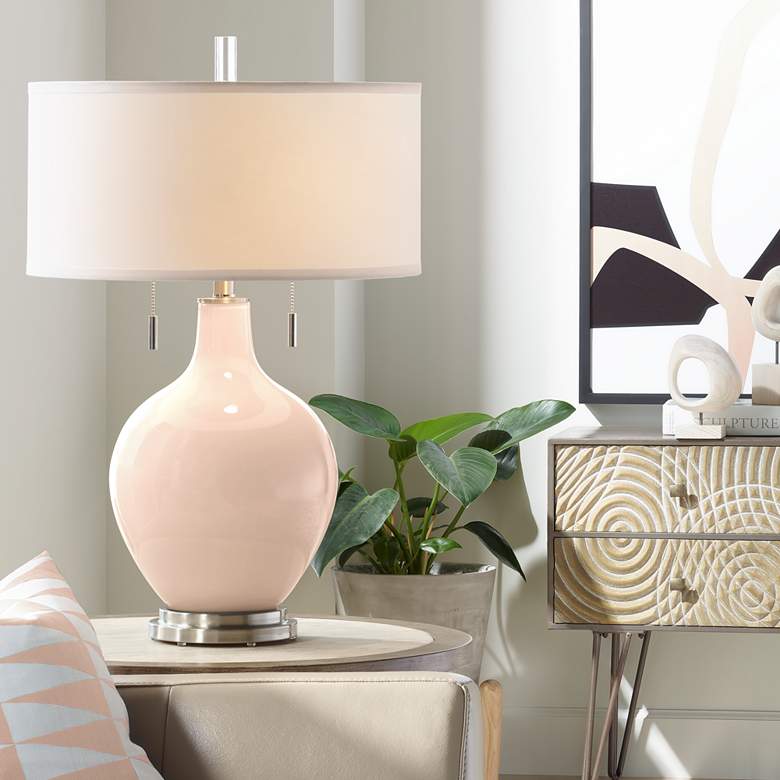 Image 1 Color Plus Toby 28" High Linen Pink Table Lamp