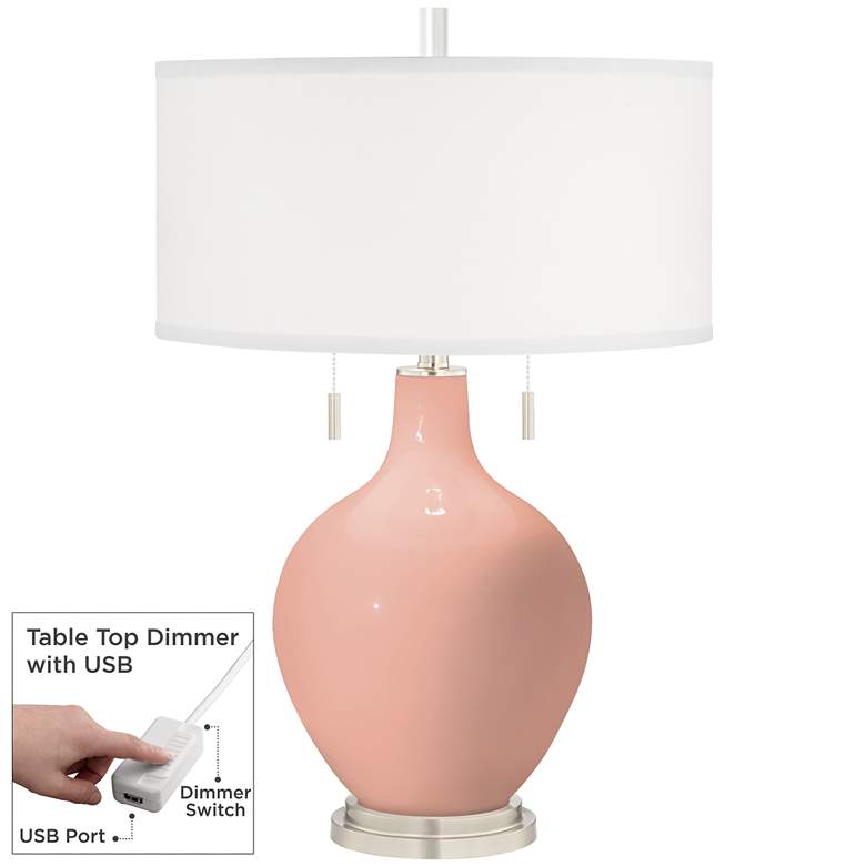 Image 1 Color Plus Toby 28" High Mellow Coral Pink Table Lamp with USB Dimmer
