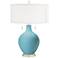 Color Plus Toby 28" High Modern Coastal Nautilus Blue Table Lamp