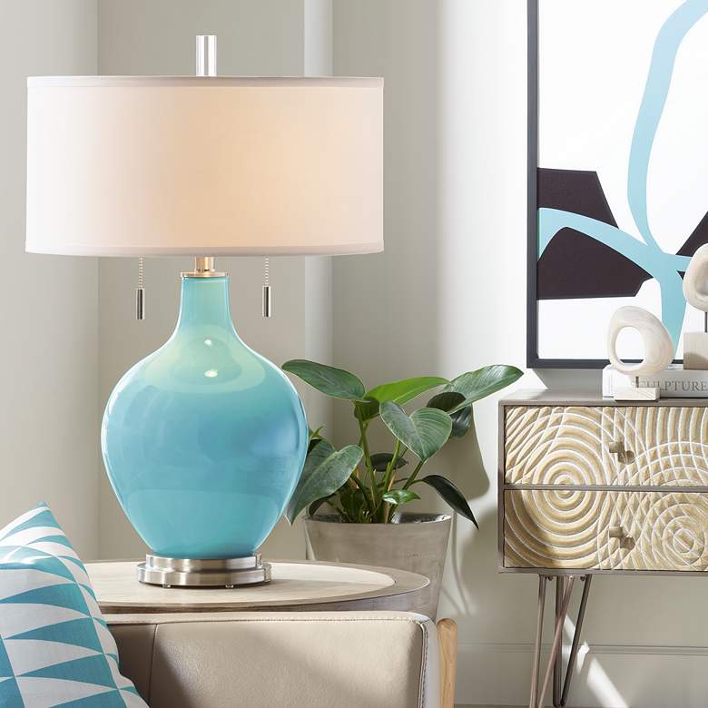 Image 1 Color Plus Toby 28" High Modern Coastal Nautilus Blue Table Lamp