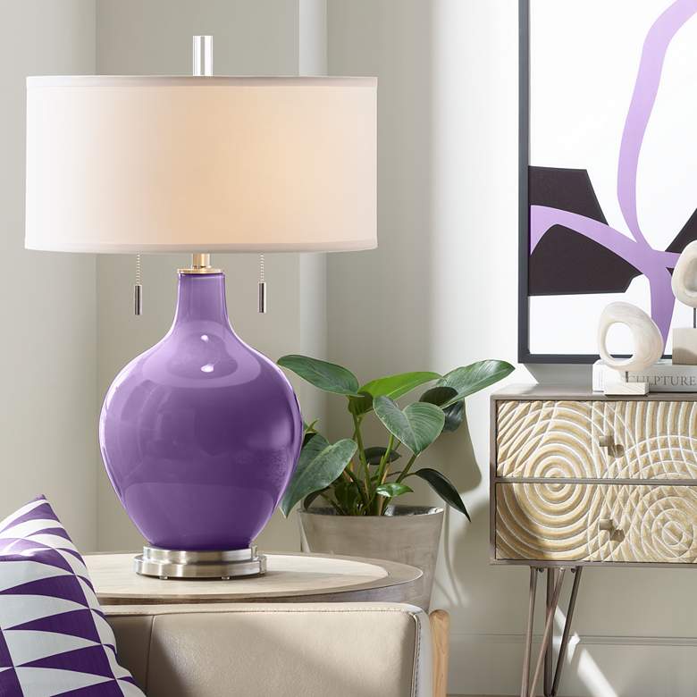 Image 1 Color Plus Toby 28" High Modern Glass Acai Purple Table Lamp