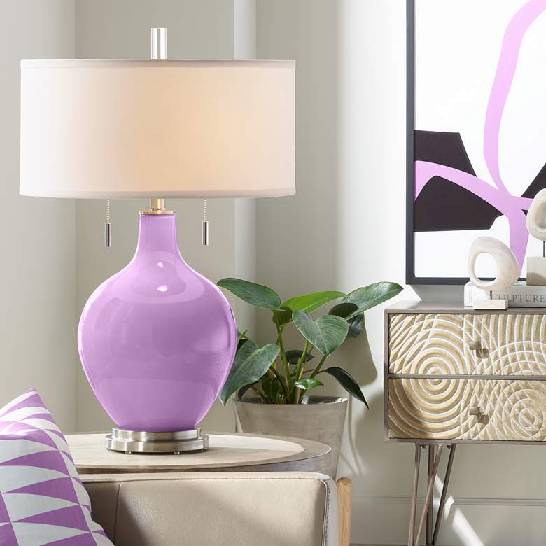 Image 1 Color Plus Toby 28" High Modern Glass African Violet Purple Table Lamp