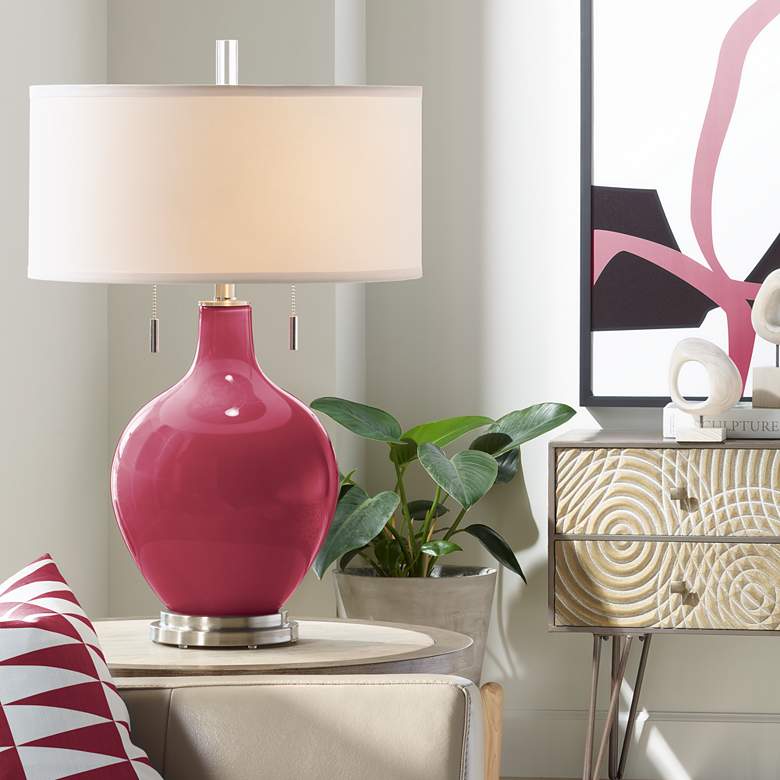 Image 1 Color Plus Toby 28" High Modern Glass Antique Red Table Lamp