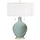 Color Plus Toby 28" High Modern Glass Aqua-Sphere Blue Table Lamp