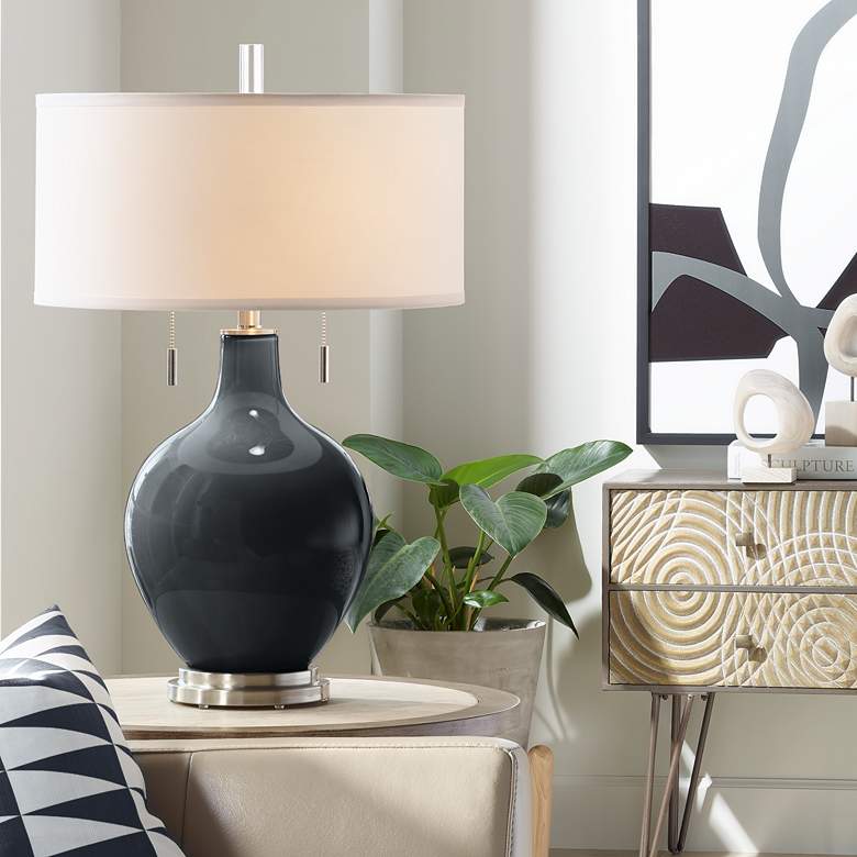 Image 1 Color Plus Toby 28" High Modern Glass Black of Night Table Lamp