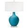 Color Plus Toby 28" High Modern Glass Caribbean Sea Blue Table Lamp