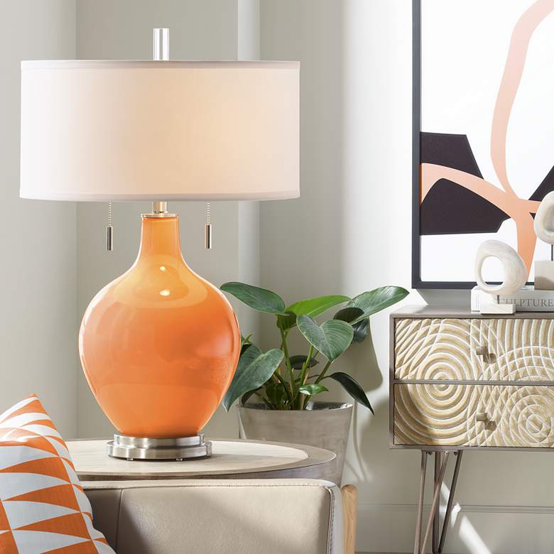Image 1 Color Plus Toby 28" High Modern Glass Celosia Orange Table Lamp