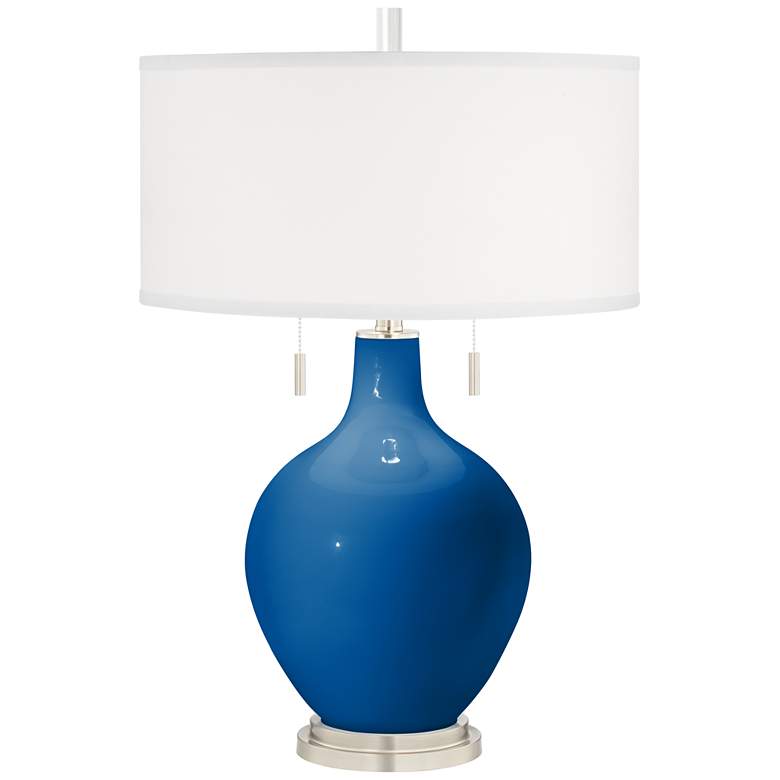Image 2 Color Plus Toby 28 inch High Modern Glass Hyper Blue Table Lamp