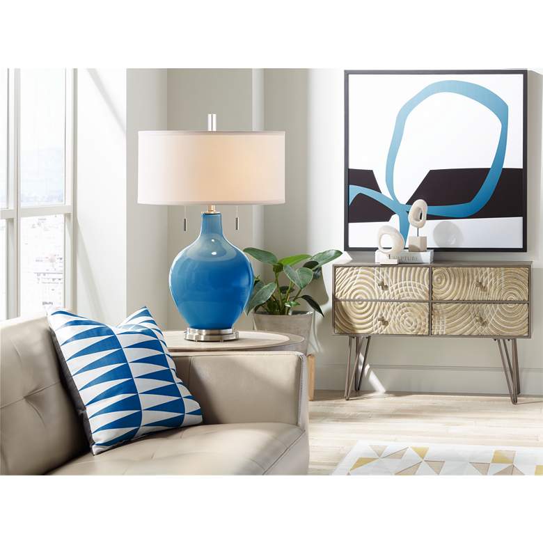 Image 3 Color Plus Toby 28" High Modern Glass Hyper Blue Table Lamp more views