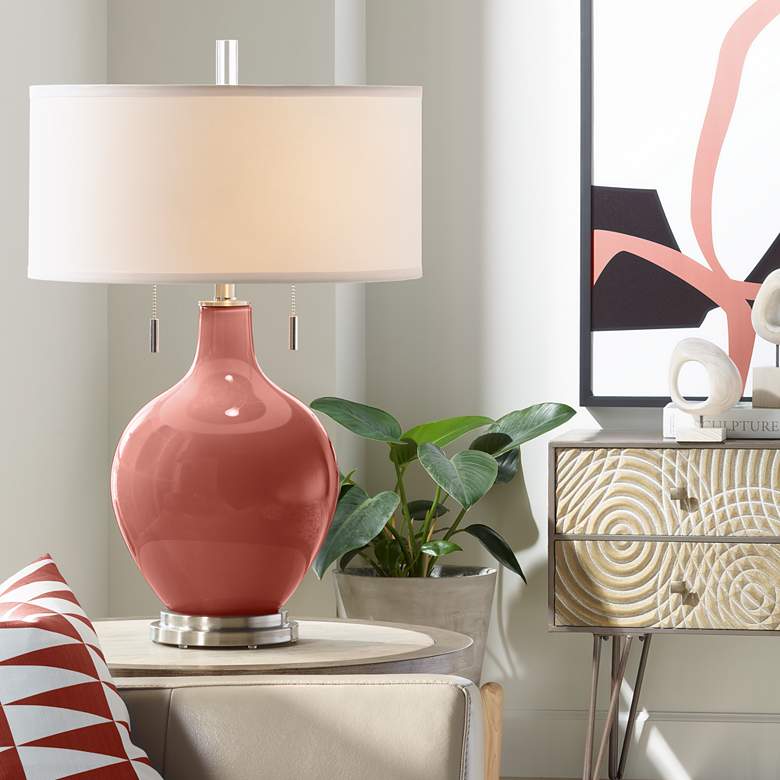 Image 1 Color Plus Toby 28" High Modern Glass Madeira Red Table Lamp