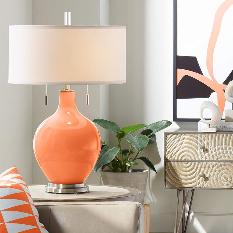 Image 1 Color Plus Toby 28" High Modern Glass Nectarine Orange Table Lamp