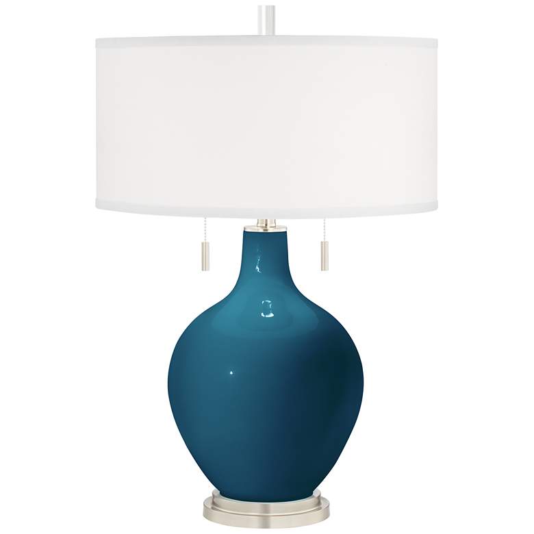 Image 2 Color Plus Toby 28 inch High Modern Glass Oceanside Blue Table Lamp
