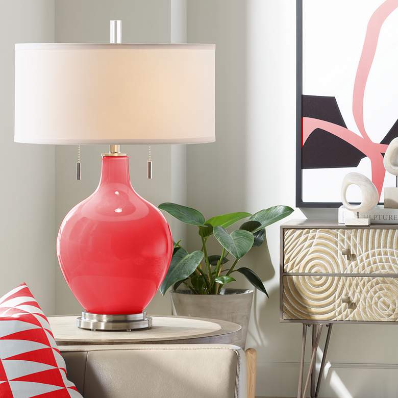 Image 1 Color Plus Toby 28" High Modern Glass Poppy Red Table Lamp