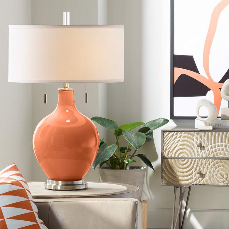 Image 1 Color Plus Toby 28" High Modern Glass Robust Orange Table Lamp