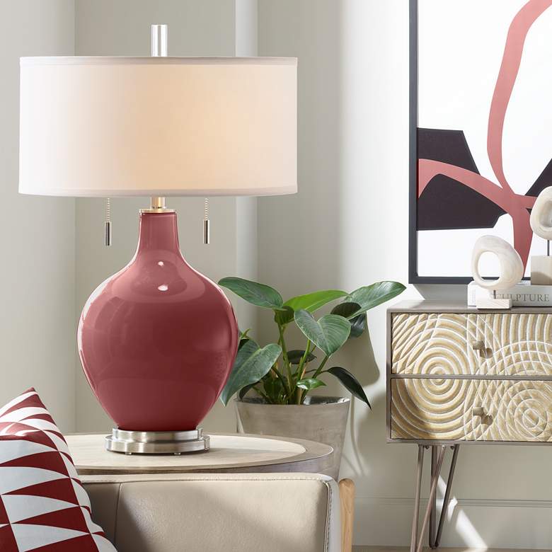 Image 1 Color Plus Toby 28" High Modern Toile Red Table Lamp