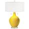 Color Plus Toby 28" Modern Glass Citrus Yellow Table Lamp