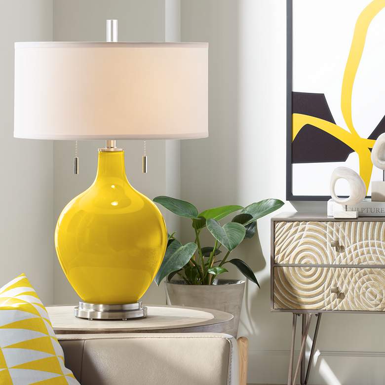 Image 1 Color Plus Toby 28" Modern Glass Citrus Yellow Table Lamp