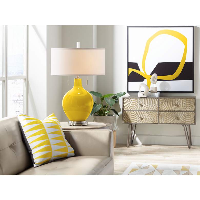 Image 4 Color Plus Toby 28 inch Modern Glass Citrus Yellow Table Lamp more views