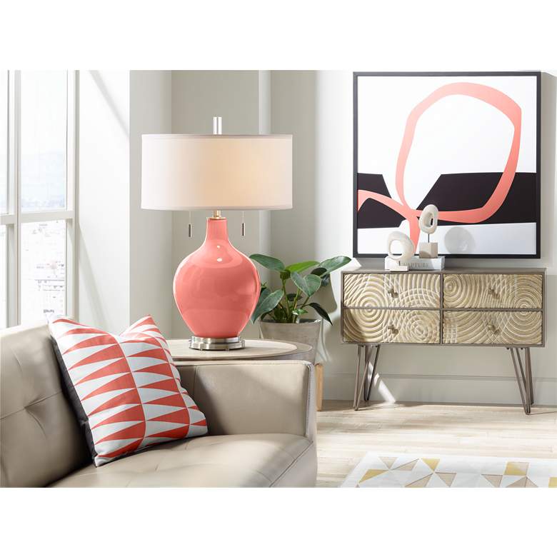 Image 3 Color Plus Toby 28" Modern Glass Coral Reef Pink Table Lamp more views