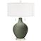 Color Plus Toby 28" Modern Glass Deep Lichen Green Table Lamp