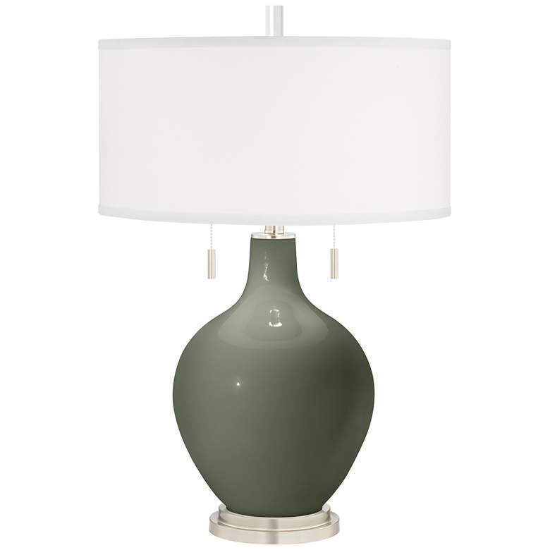 Image 2 Color Plus Toby 28 inch Modern Glass Deep Lichen Green Table Lamp