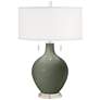 Color Plus Toby 28" Modern Glass Deep Lichen Green Table Lamp