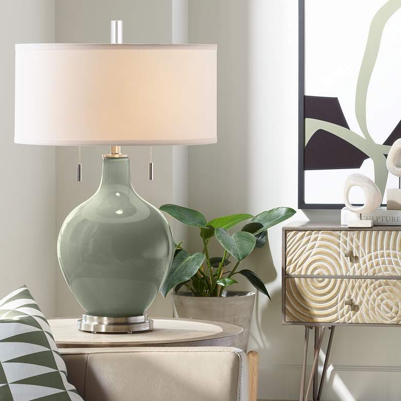 Image 1 Color Plus Toby 28" Modern Glass Deep Lichen Green Table Lamp
