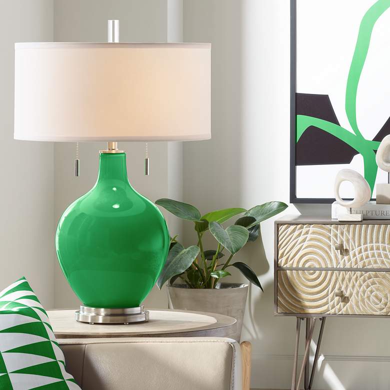 Image 2 Color Plus Toby 28"  Modern Glass Envy Green Table Lamp