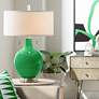 Color Plus Toby 28"  Modern Glass Envy Green Table Lamp in scene