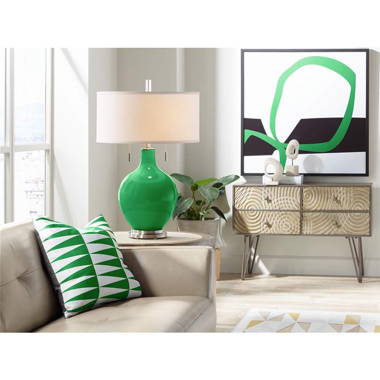 Image 4 Color Plus Toby 28 inch  Modern Glass Envy Green Table Lamp more views