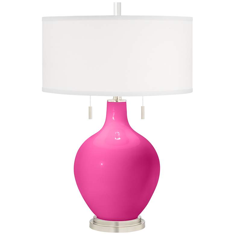 Image 2 Color Plus Toby 28 inch Modern Glass Fuchsia Pink Table Lamp
