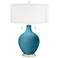 Color Plus Toby 28" Modern Glass Great Falls Blue Table Lamp