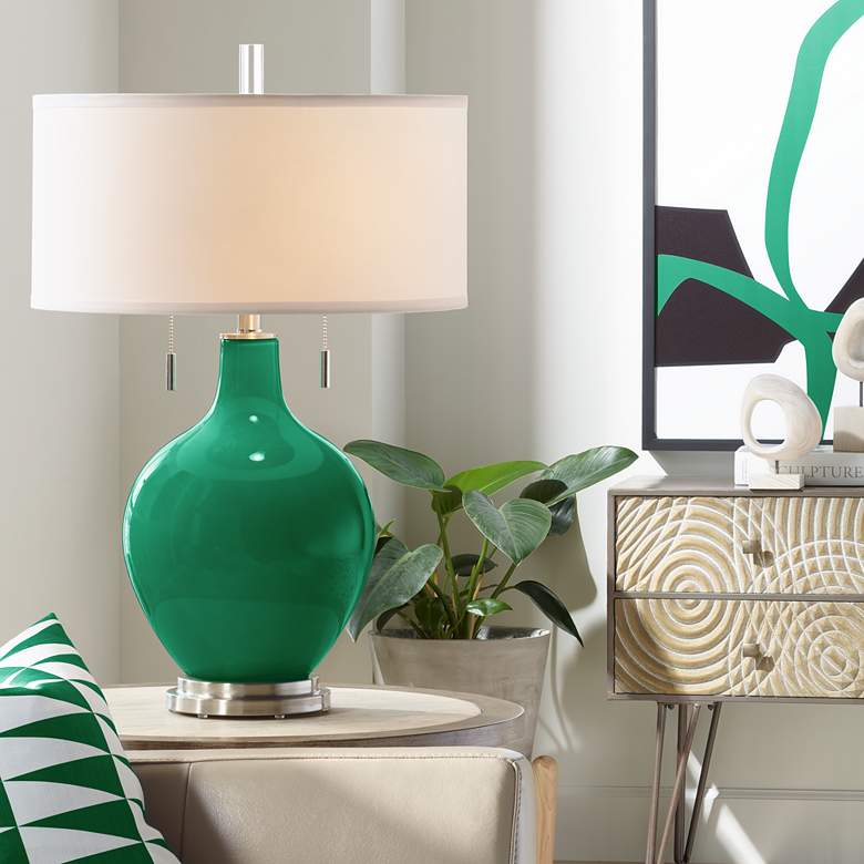 Image 1 Color Plus Toby 28" Modern Glass Greens Table Lamp
