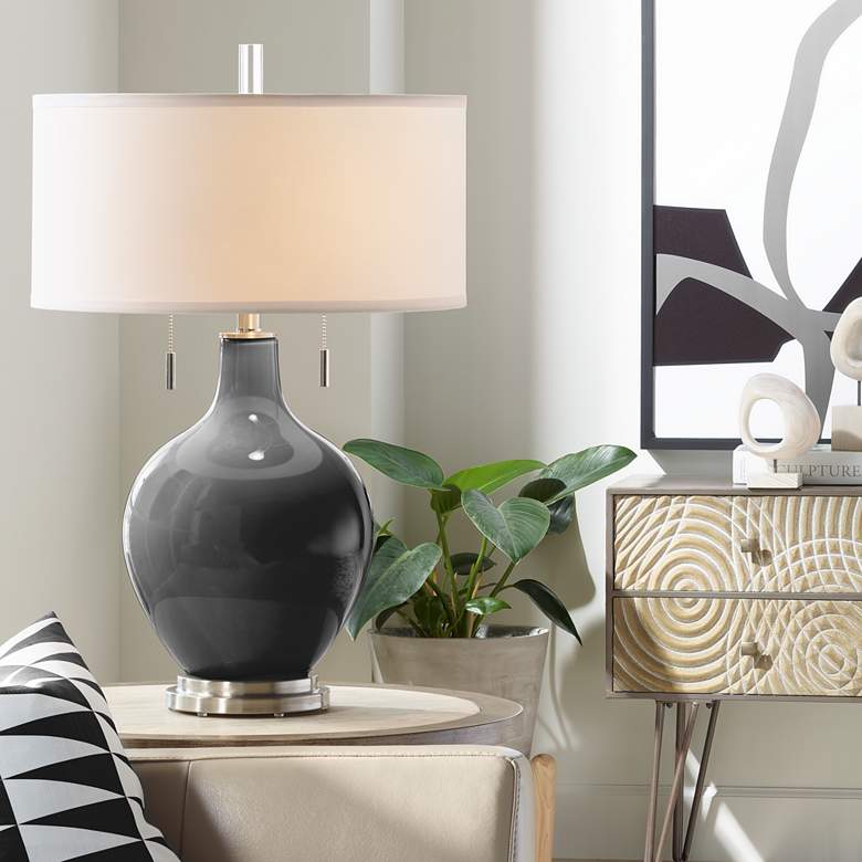 Image 1 Color Plus Toby 28" Modern Glass Tricorn Black Table Lamp