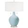 Color Plus Toby 28" Modern Glass Vast Sky Blue Table Lamp