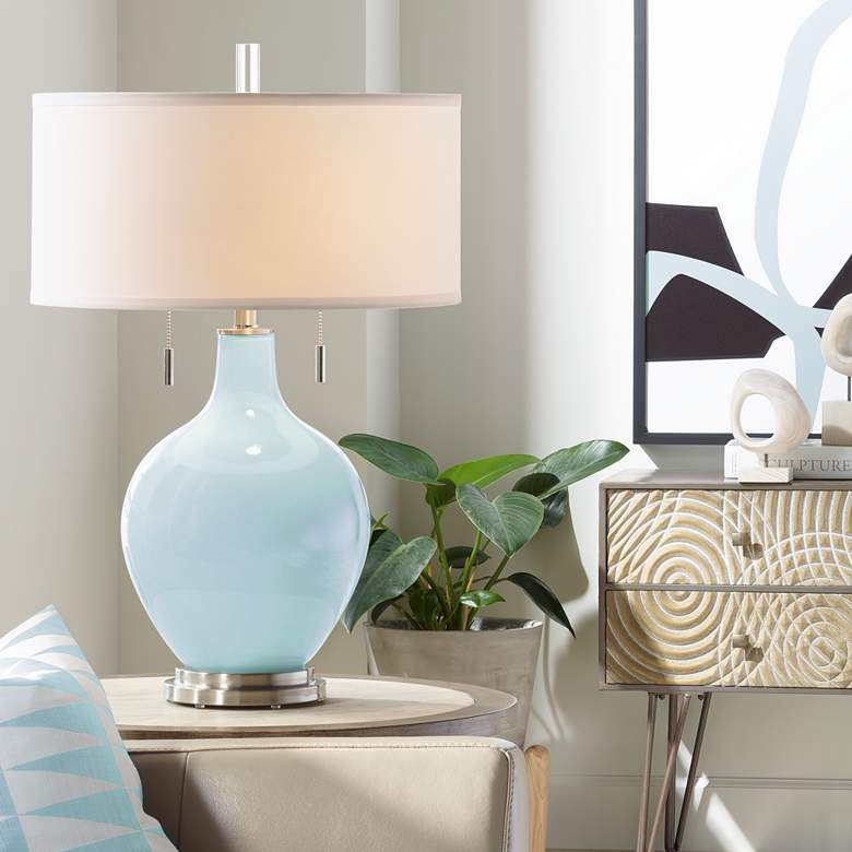 Image 1 Color Plus Toby 28" Modern Glass Vast Sky Blue Table Lamp