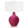 Color Plus Toby 28" Modern Glass Vivacious Pink Table Lamp
