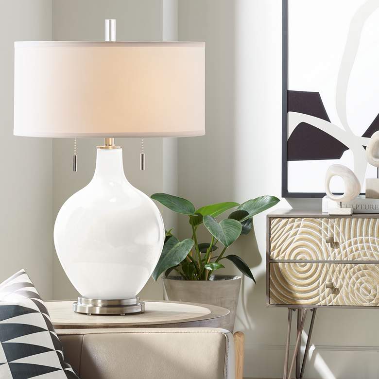 Image 1 Color Plus Toby 28" Modern Glass Winter White Table Lamp