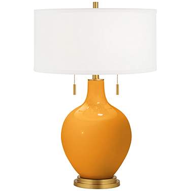 Color Plus Toby Brass 28" Carnival Orange Table Lamp