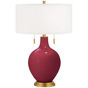 Color Plus Toby Brass 28" High Antique Red Table Lamp