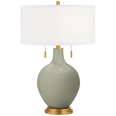 Color Plus Toby Brass 28" High Evergreen Fog Green Table Lamp