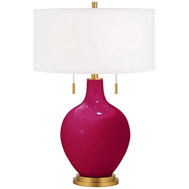 Color Plus Toby Brass 28" High French Burgundy Red Table Lamp