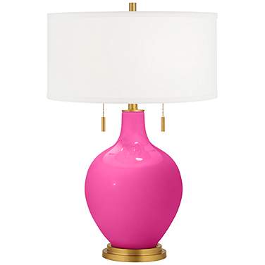 Color Plus Toby Brass 28" High Fuchsia Pink Table Lamp