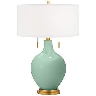 Color Plus Toby Brass 28" High Grayed Jade Green Table Lamp