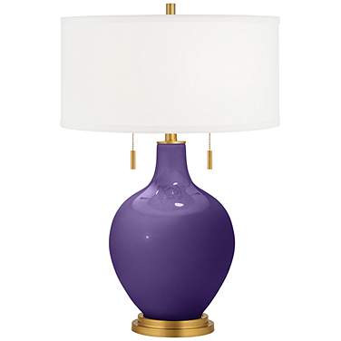Color Plus Toby Brass 28" High Izmir Purple Table Lamp