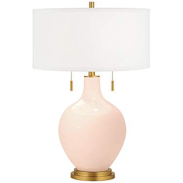 Color Plus Toby Brass 28" High Linen White Glass Table Lamp